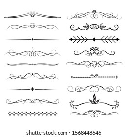 Set of vintage decorative ornament borders and page dividers. Vector illustration