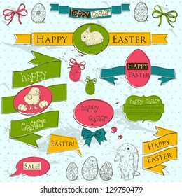 Set of vintage deign elements about Easter. Vector illustration EPS10