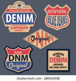 Set Of Vintage Denim Label,t-shirt,tee Design,logo,emblem,badge,