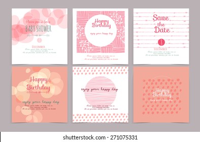 set of vintage design element ,background,pattern ,monogram for use as invitation card, birthday, valentine's day, party invitation, wedding
