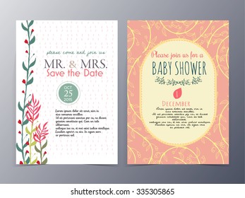 set of vintage design element ,background,pattern ,monogram for use as invitation card ,birthday,valentine's day,party invitation,wedding
