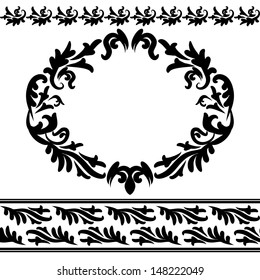 Set Of Vintage Design Elements - 2 Borders and Ornate Frame