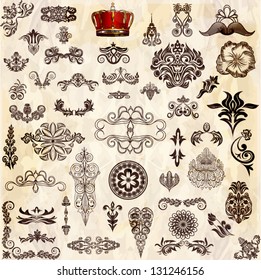 Set of vintage design elements