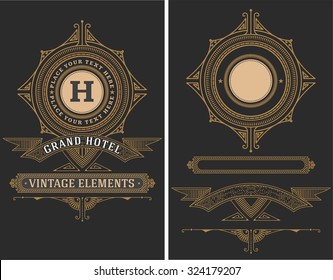 Set of vintage design elements. 