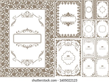 set of vintage design elements. frames and borders.