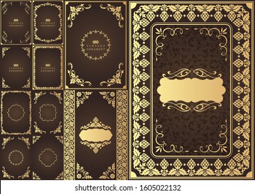 set of vintage design elements. frames and borders.