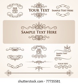 Set of vintage design elements and frames, vector