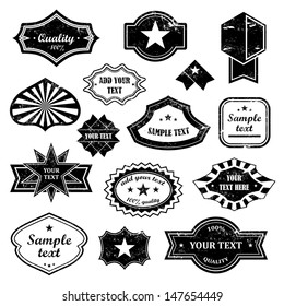 Set Of Vintage Design Elements. Labels In Retro And Vintage Style Isolated On White Background. Vector Illustration, Graphic Design.Lot Of Elements Useful For Design. Retro Vintage Styled Elements 