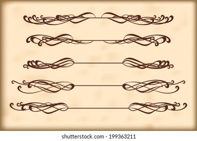 Set of vintage design elements for page text. Retro design elements text dividers and decorations