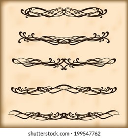 Set of vintage design elements for page text. Retro design elements text dividers and decorations