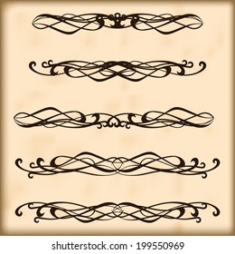 Set of vintage design elements for page text. Retro design elements text dividers and decorations