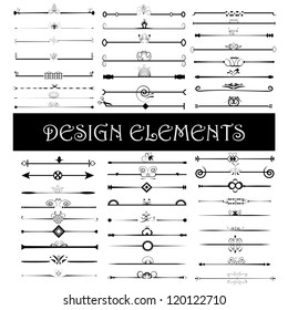 Set of vintage design elements - Vector illustration isolated on white. Calligraphic design elements and page decoration