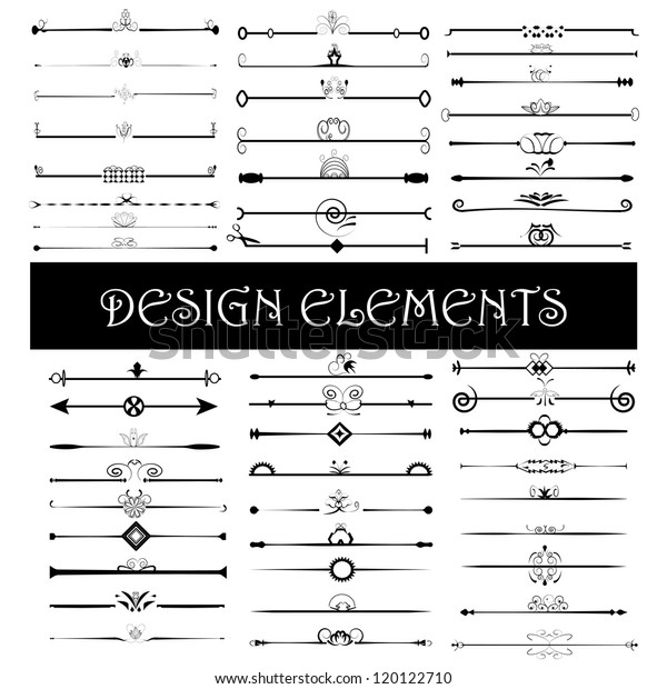 Set of\
vintage design elements - Vector illustration isolated on white.\
Calligraphic design elements and page\
decoration