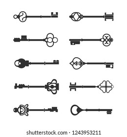 Set of vintage design key vectors