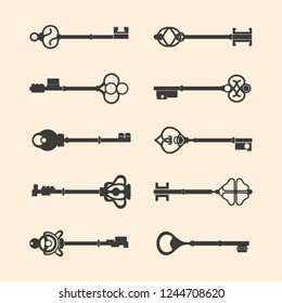 Set of vintage design key vectors