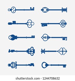 Set of vintage design key vectors