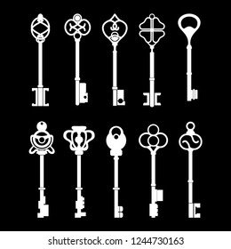Set of vintage design key vectors