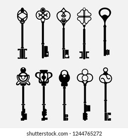 Set of vintage design key vectors