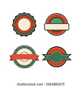 A set of vintage design labels and badges.