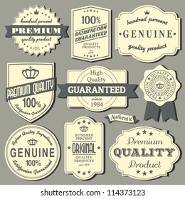  A set of vintage design labels and badges.