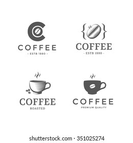 Set of vintage design of logos and icons for coffee. Vector template