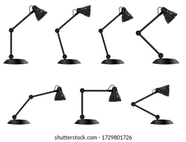 set of vintage desk lamp isolated on white background, vector illustration