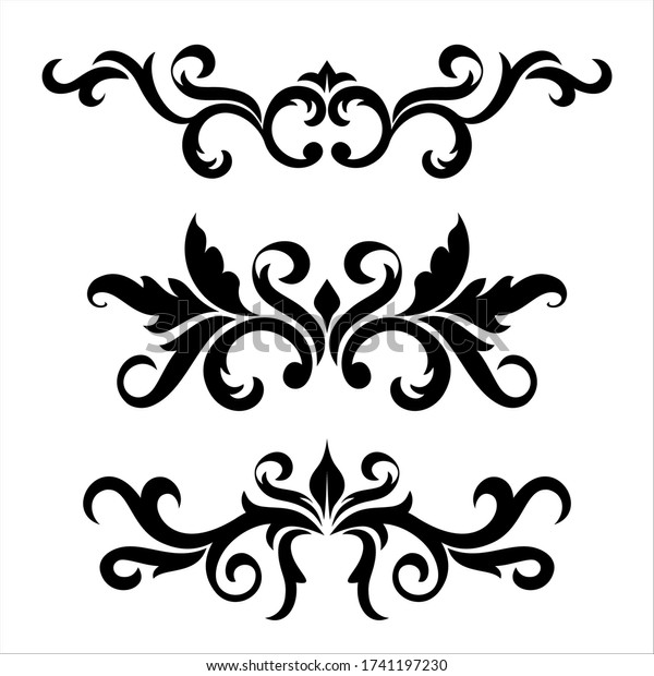 Set of vintage dividers elements isolated on\
a white background. Design of curls and plant elements. Suitable\
for decor books,\
invitations