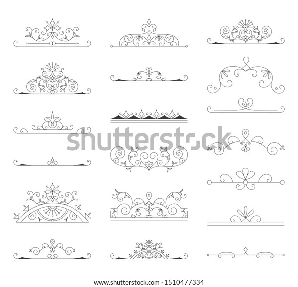 Set of vintage dividers for wedding and\
menu design. Vector isolated\
illustration.