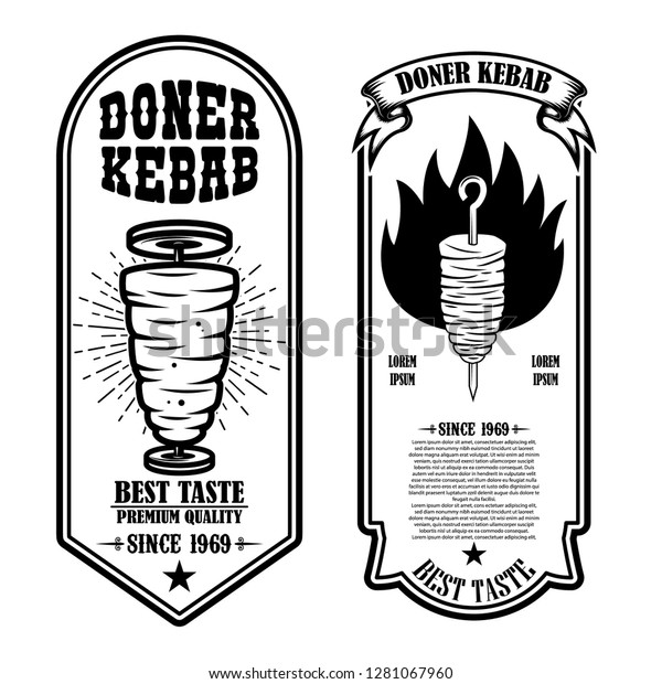 Set Vintage Doner Kebab Flyer Templates Stock Vector Royalty Free