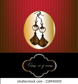 Set of vintage earrings - vector illustration