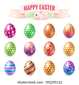 Set of Vintage Easter Eggs. Design Templates Objects for Easter Holidays