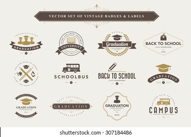 Set of vintage education badges and labels