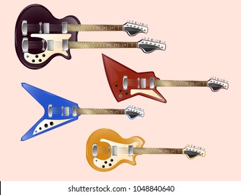 Set of vintage electric guitars