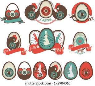 Set of  vintage elements, banner, label and  frames