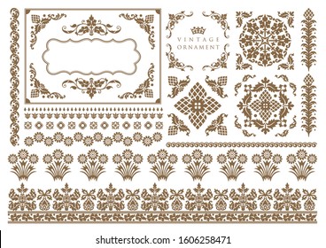 set of vintage elements for design. frames and borders.