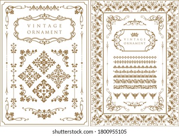 set of vintage elements for design. frames and borders.