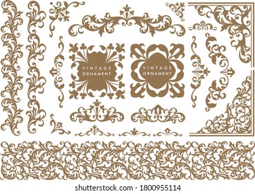 set of vintage elements for design. frames and borders.