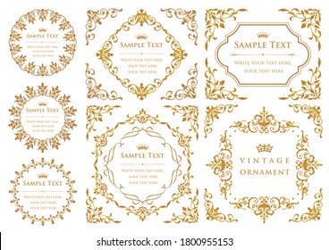 set of vintage elements for design. frames and borders.