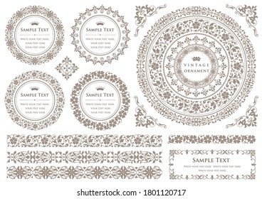 set of vintage elements for design. frames and borders.