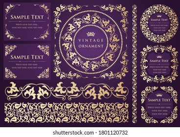 set of vintage elements for design. frames and borders.