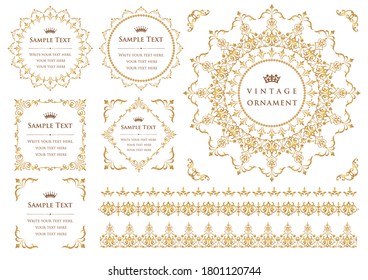 set of vintage elements for design. frames and borders.