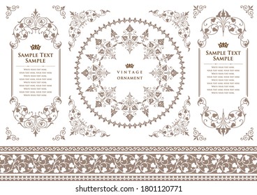 set of vintage elements for design. frames and borders.