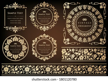 set of vintage elements for design. frames and borders.