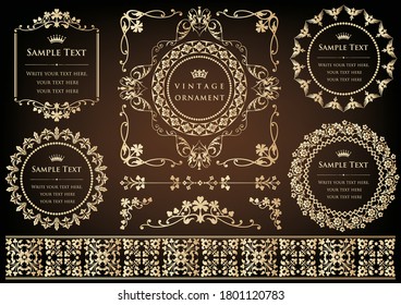 set of vintage elements for design. frames and borders.