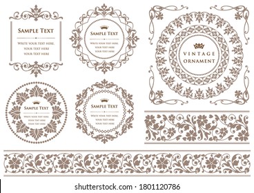 set of vintage elements for design. frames and borders.