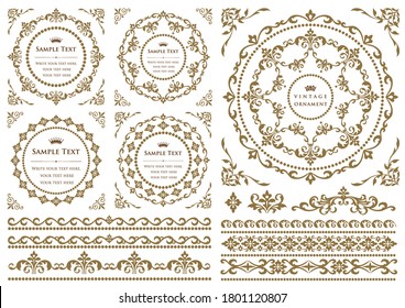 set of vintage elements for design. frames and borders.