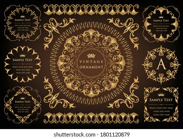 set of vintage elements for design. frames and borders.