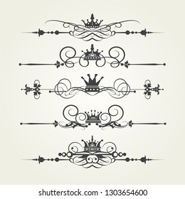 
Set of vintage elements. Vintage design elements on white background. Festive decor element. Victorian-style. Old-fashioned design for wedding invitations, cards and books. Vector image