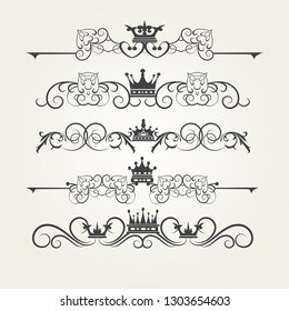 
Set of vintage elements. Vintage design elements on white background. Festive decor element. Victorian-style. Old-fashioned design for wedding invitations, cards and books