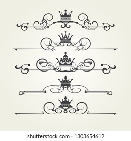 
Set of vintage elements. Vintage design elements on white background. Festive decor element. Victorian-style. Old-fashioned design for wedding invitations, cards and books. Vector art